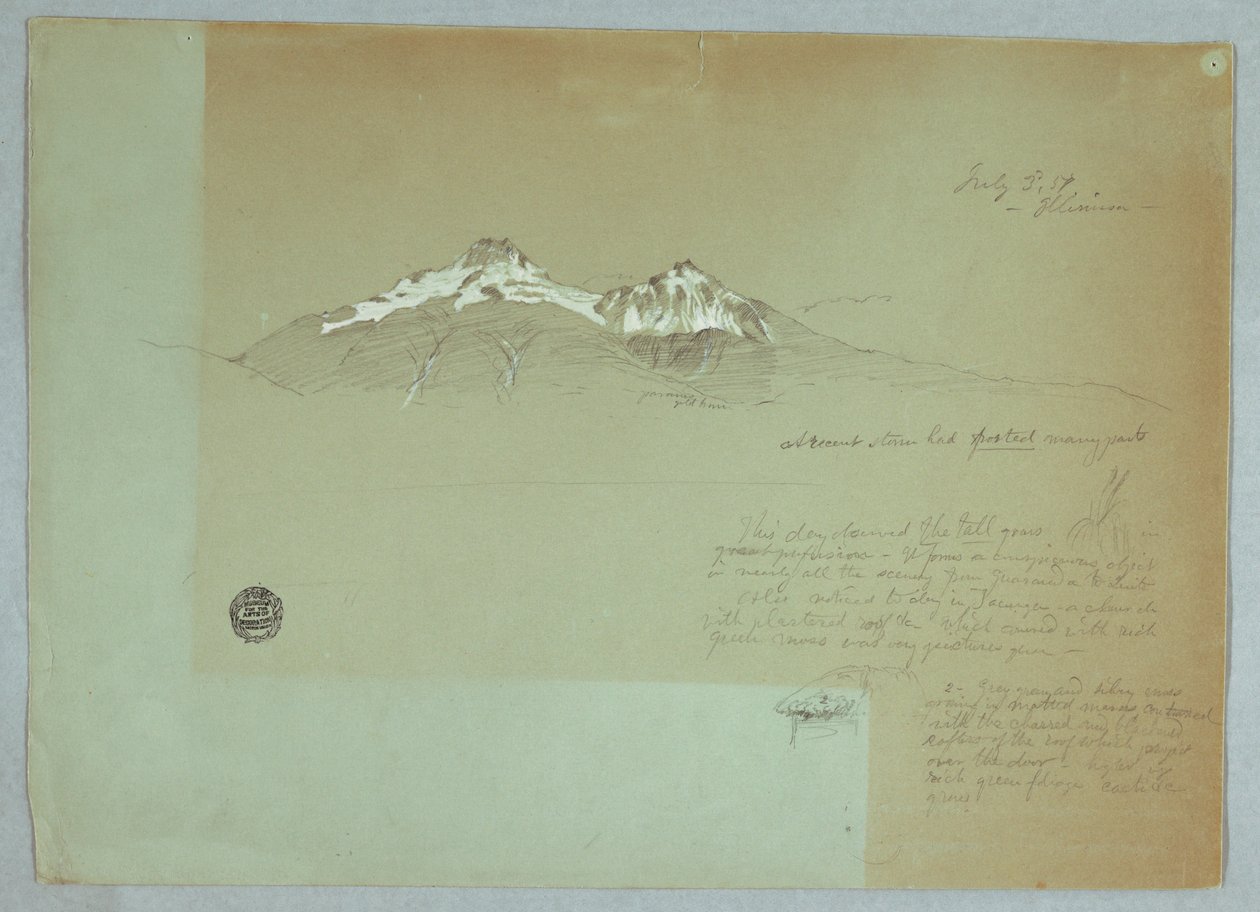 Dessin, mont Iliniza, Équateur, 3 juillet 1857 - Frederic Edwin Church