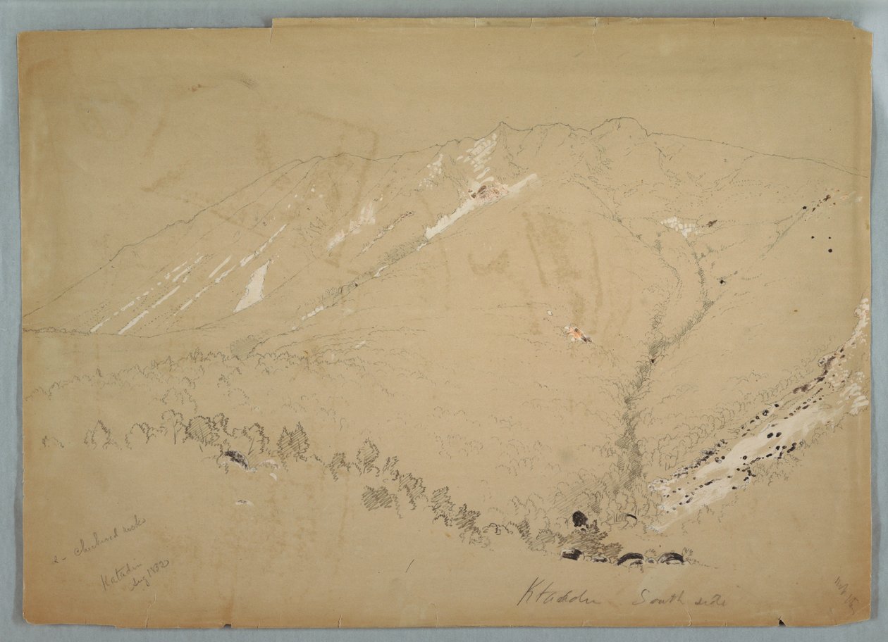 Dessin, mont Katahdin, vu du sud, août 1852 - Frederic Edwin Church