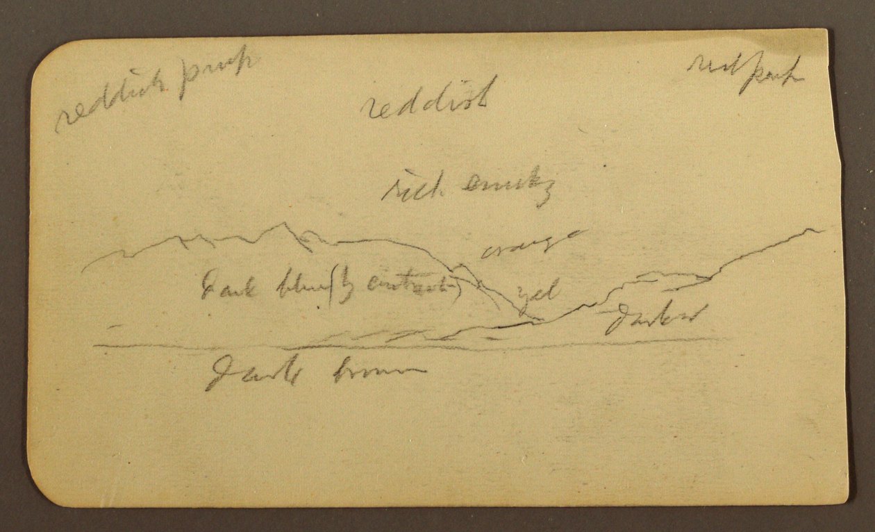 Dessin, paysage de montagne ; verso : inscriptions, 1885 - Frederic Edwin Church