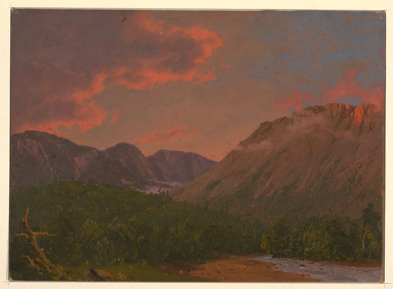 Dessin, paysage de montagne au coucher du soleil, 1865 - Frederic Edwin Church