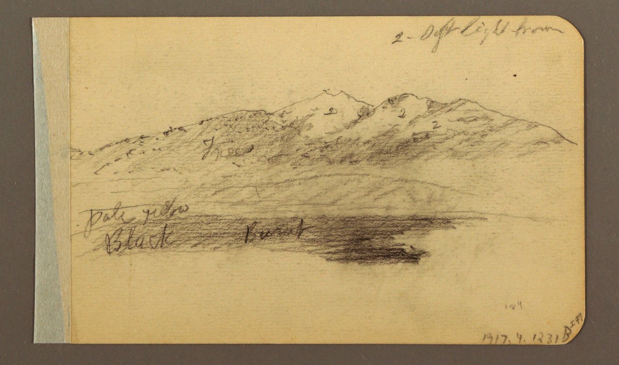 Dessin, chaîne de montagnes ; verso : montagnes, ciel nuageux, 1889 - Frederic Edwin Church