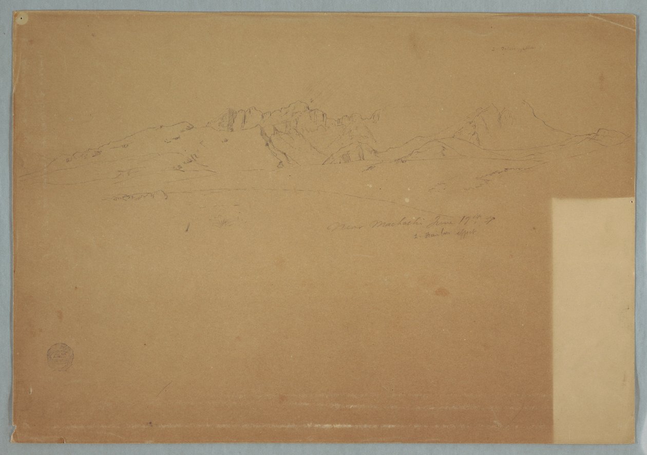 Dessin, chaînes de montagnes aux sommets escarpés, près de Machachi, Équateur, 19 juin 1857 - Frederic Edwin Church