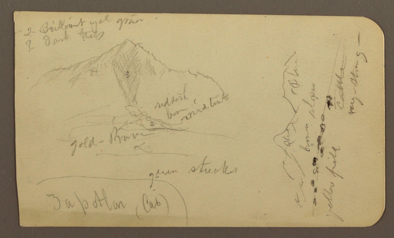 Dessin, montagne, Zapotlan ; verso : colline boisée, lac de Cuitzeo, janvier 1885 - Frederic Edwin Church