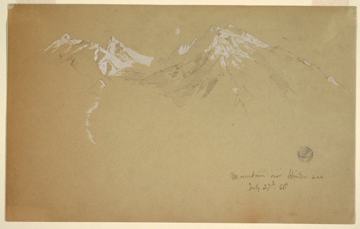 Dessin, " Montagne sur le Hintersee ", près de Berchtesgaden, Bavière, 27 juillet 1868 - Frederic Edwin Church
