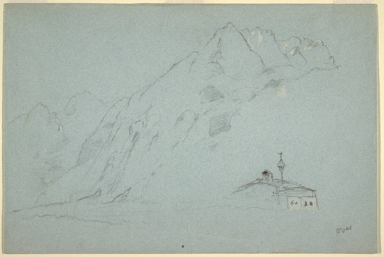 Dessin, montagnes près d