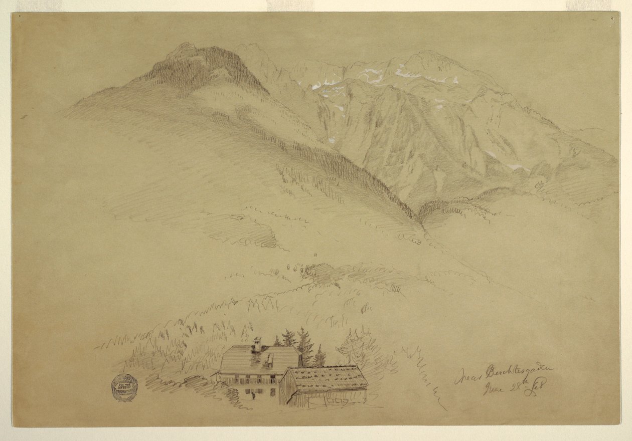 Dessin, Monts Goell et Brett près de Berchtesgarden, Bavière, 28 juin 1868 - Frederic Edwin Church