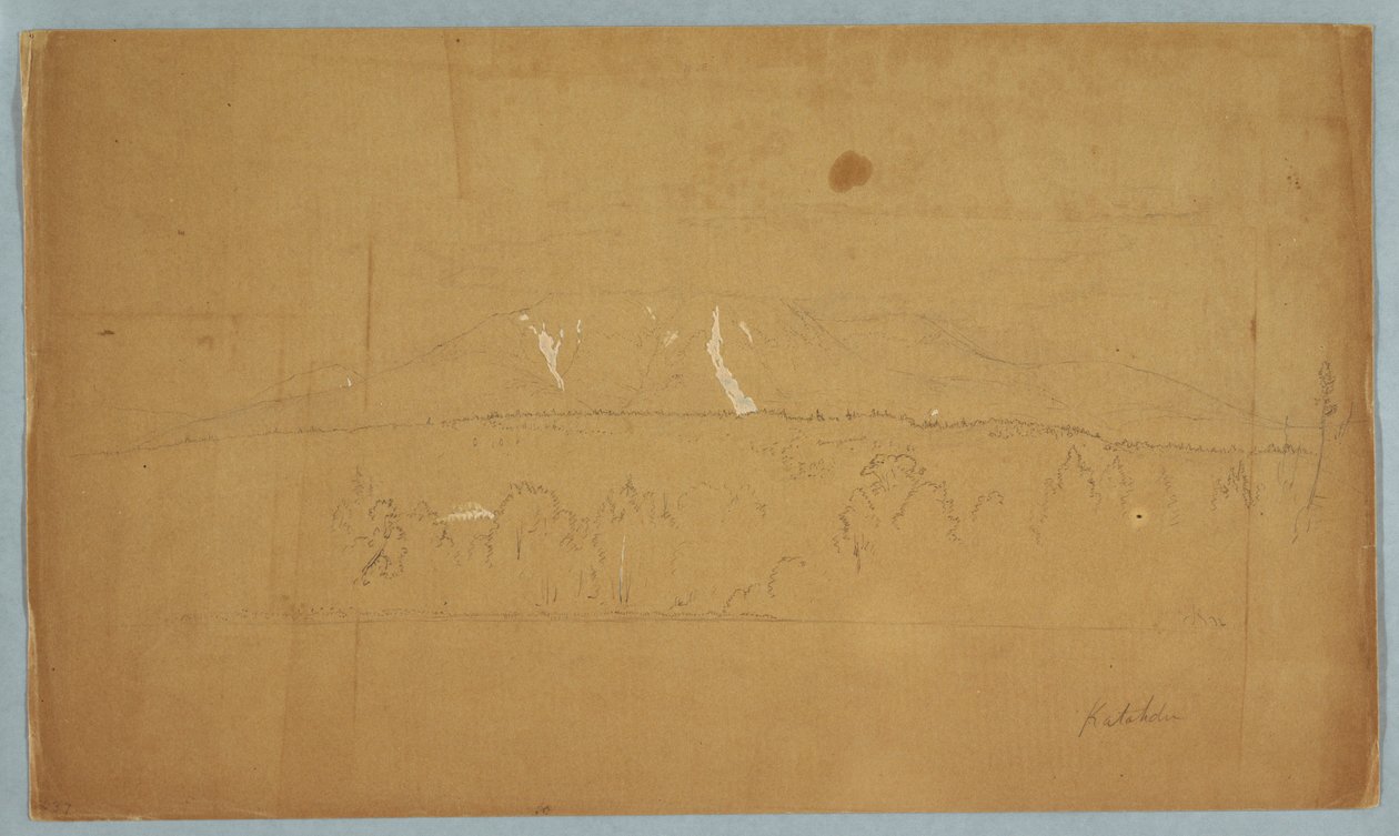 Dessin, mont Katahdin, depuis le lac Katahdin, Maine, 1852 - Frederic Edwin Church