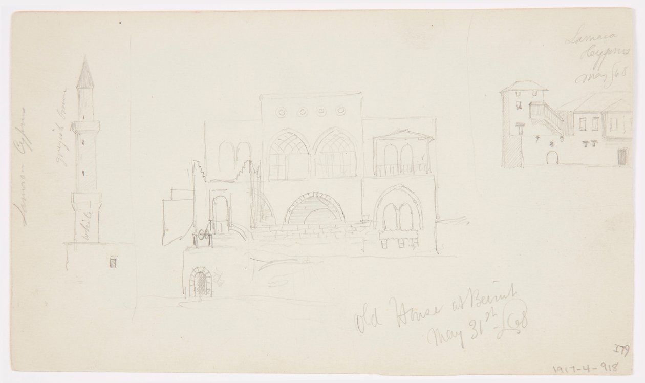 Dessin, vieille maison, Beyrouth, 1868 - Frederic Edwin Church