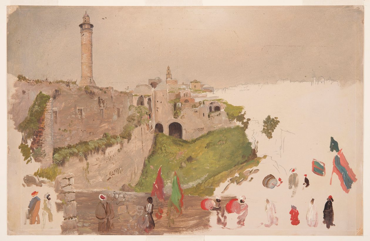 Dessin, défilé entrant dans la ville, Jaffa, début mars 1868 - Frederic Edwin Church