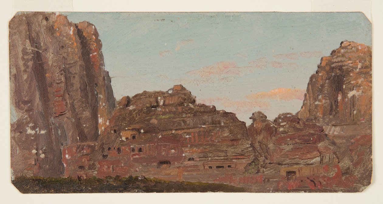 Dessin, Petra, chambres rupestres de Khirbet en-Nasara, février 1868 - Frederic Edwin Church