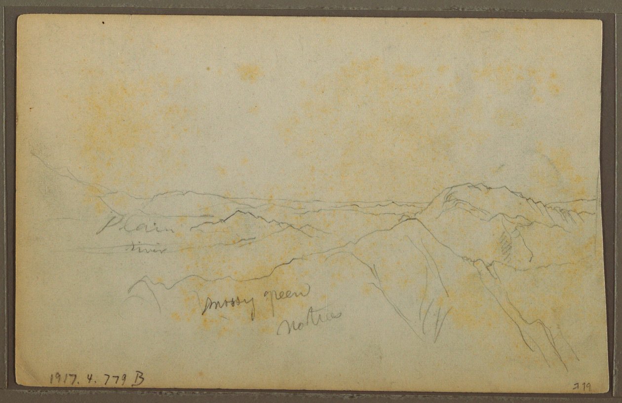Dessin, Popayan, Colombie ; Verso : Paysage de montagne, Colombie, 9 août 1853 - Frederic Edwin Church