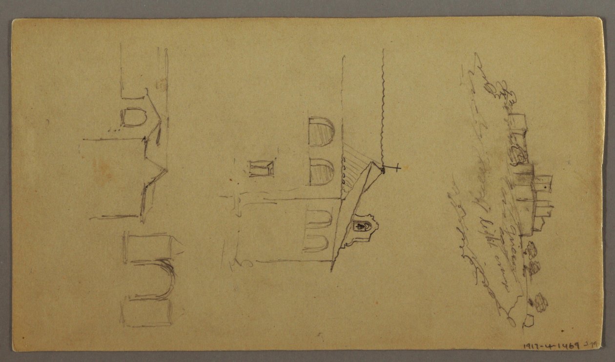 Dessin, Recto : Blanc ; Verso : Fortree on Hilltop, Two c, Gateway, peut-être 1868-69 - Frederic Edwin Church