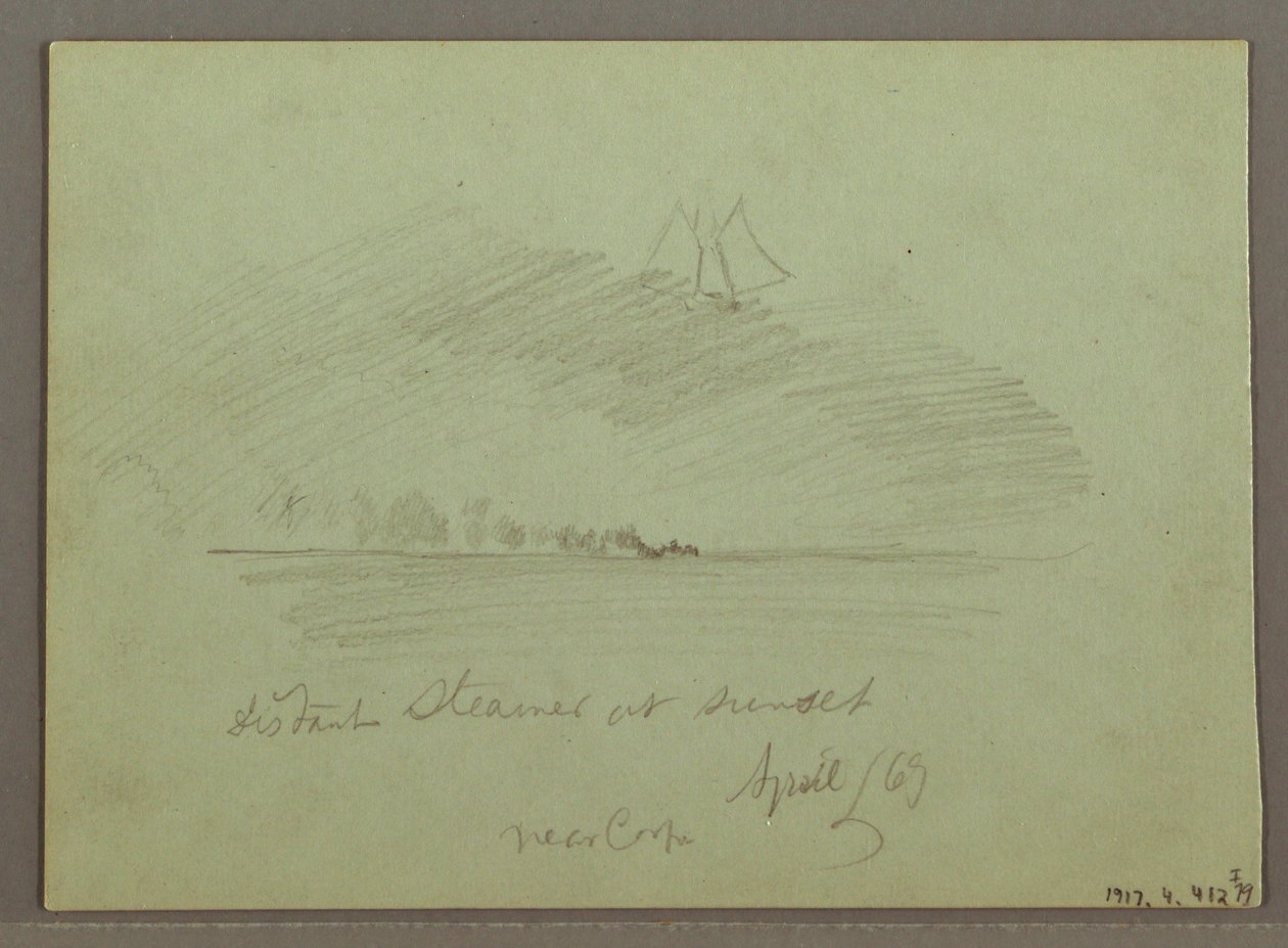 Dessin, Rochers devant la côte, Falaises rocheuses près de la côte, avril 1869 - Frederic Edwin Church