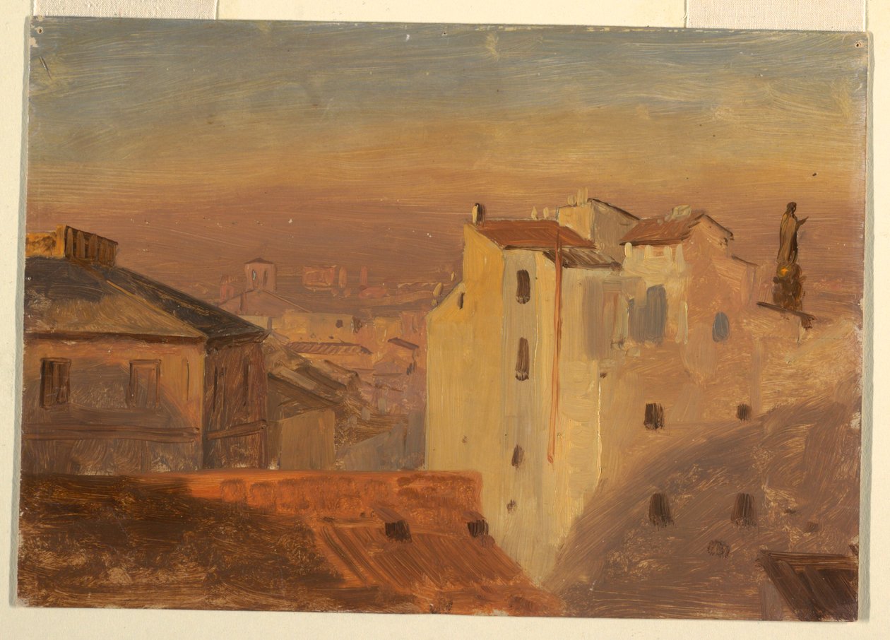 Dessin, Toits, Rome, Italie, 1868-69 - Frederic Edwin Church