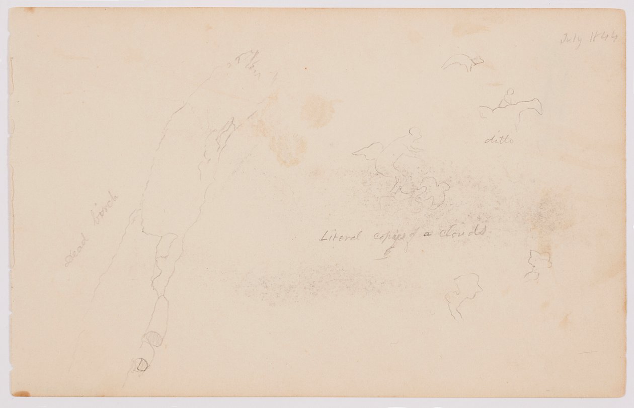 Dessin, Esquisses de nuages et de bouleau mort, juillet 1844 - Frederic Edwin Church