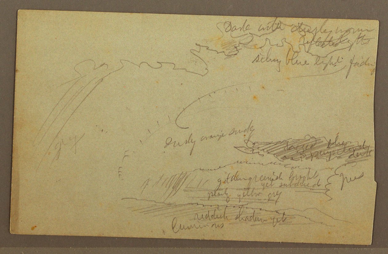 Dessin, étude du ciel, crêtes montagneuses, arc-en-ciel, années 1860 - Frederic Edwin Church