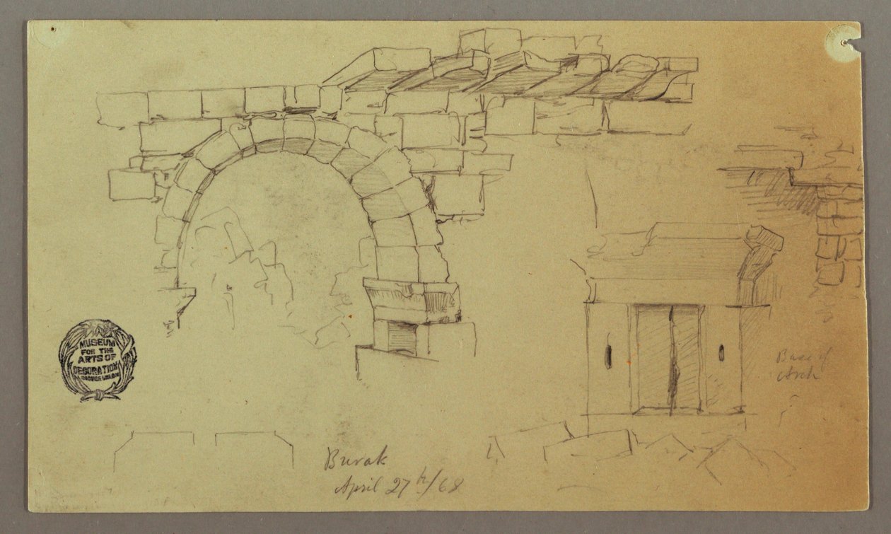Dessin, arc en pierre, base en pierre, 27 avril 1868 - Frederic Edwin Church