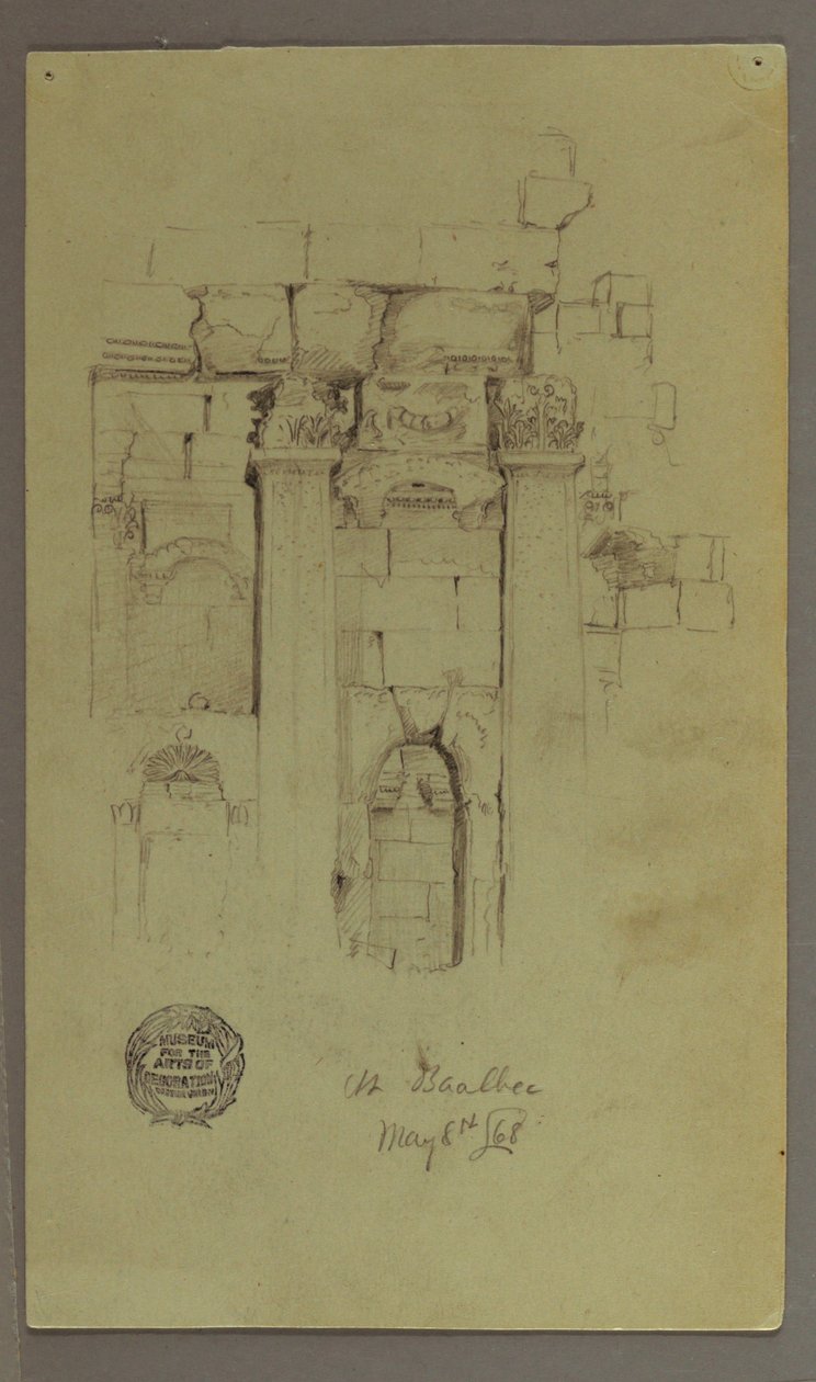 Dessin, étude des ruines du temple, 8 mai 1868 - Frederic Edwin Church