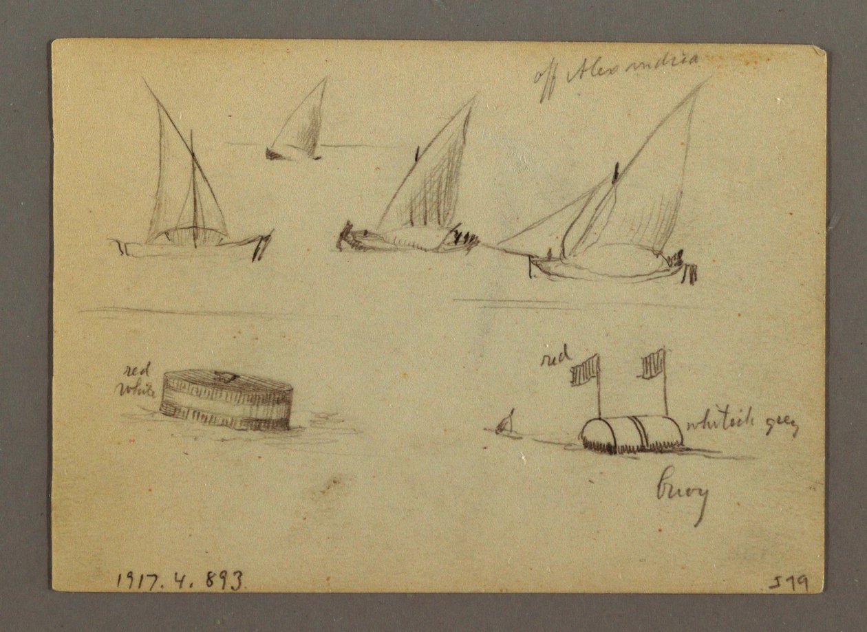 Dessin, coucher de soleil sur la mer, bateau à vapeur, peut-être 1868 - Frederic Edwin Church