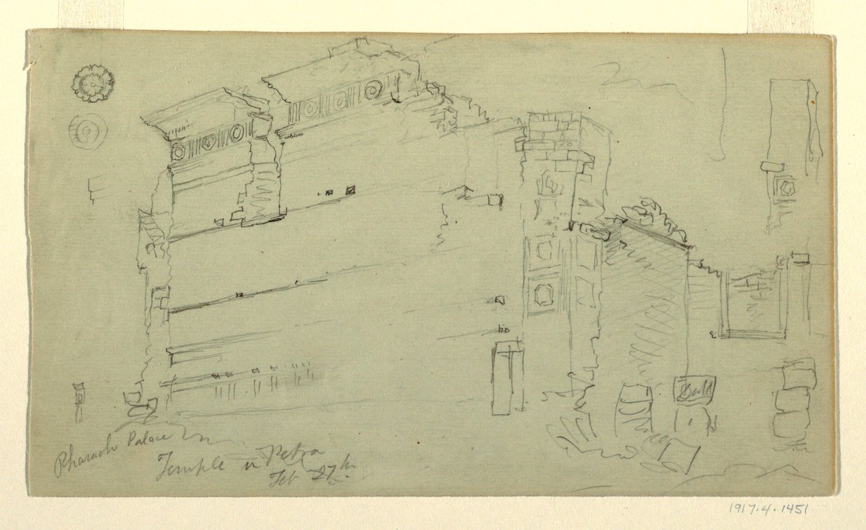 Dessin, temple, Petra, Jordanie, 27 février 1868 - Frederic Edwin Church
