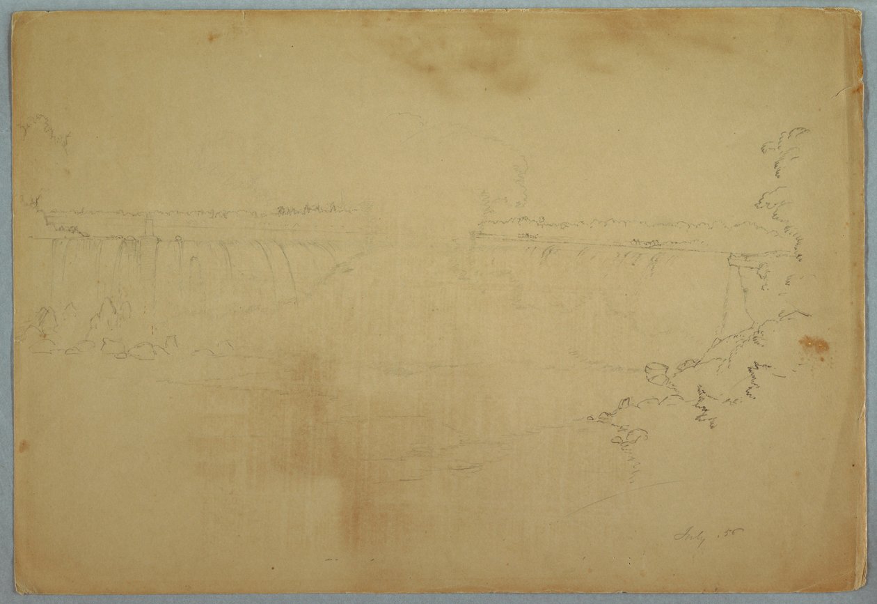 Dessin, Les chutes canadiennes, juillet 1856 - Frederic Edwin Church