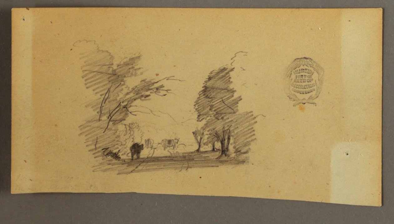 Dessin, Trois vaches sur une route dans les bois, vers 1845 - Frederic Edwin Church