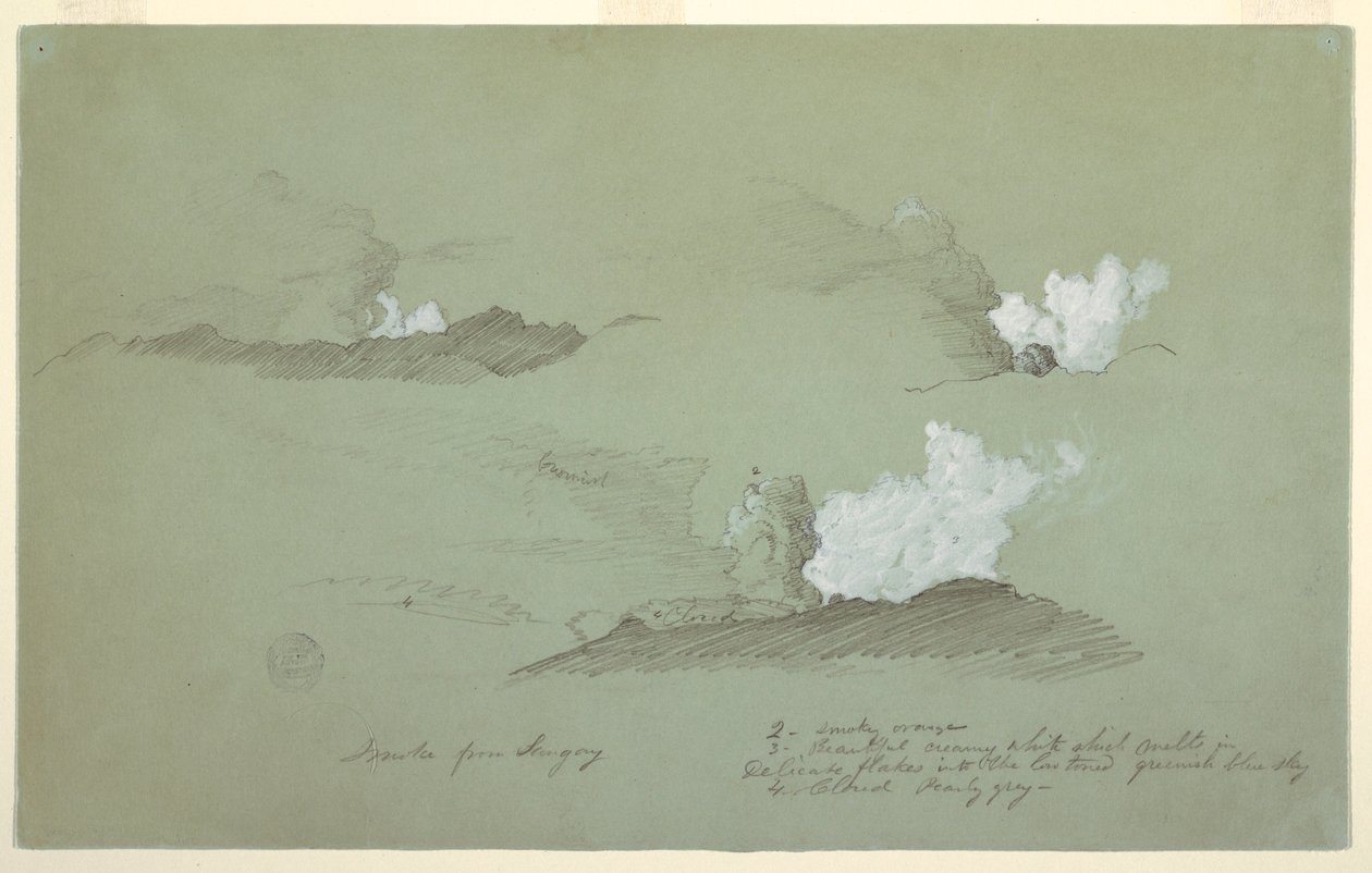 Dessin, Trois études du volcan Sangay, juillet 1857 - Frederic Edwin Church