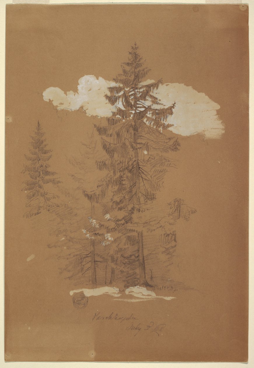 Dessin, arbres, Berchtesgaden, Bavière, 3 juillet 1868 - Frederic Edwin Church