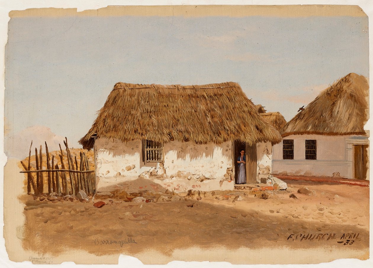 Dessin, deux maisons à Barranquilla, Colombie, avril 1853 - Frederic Edwin Church