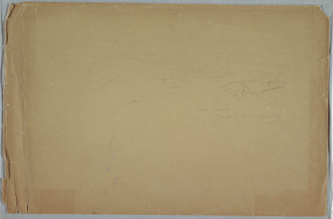 Dessin, vallée entre des montagnes, Guanoco, près de Guaranda, Équateur, 11 juin 1857 - Frederic Edwin Church