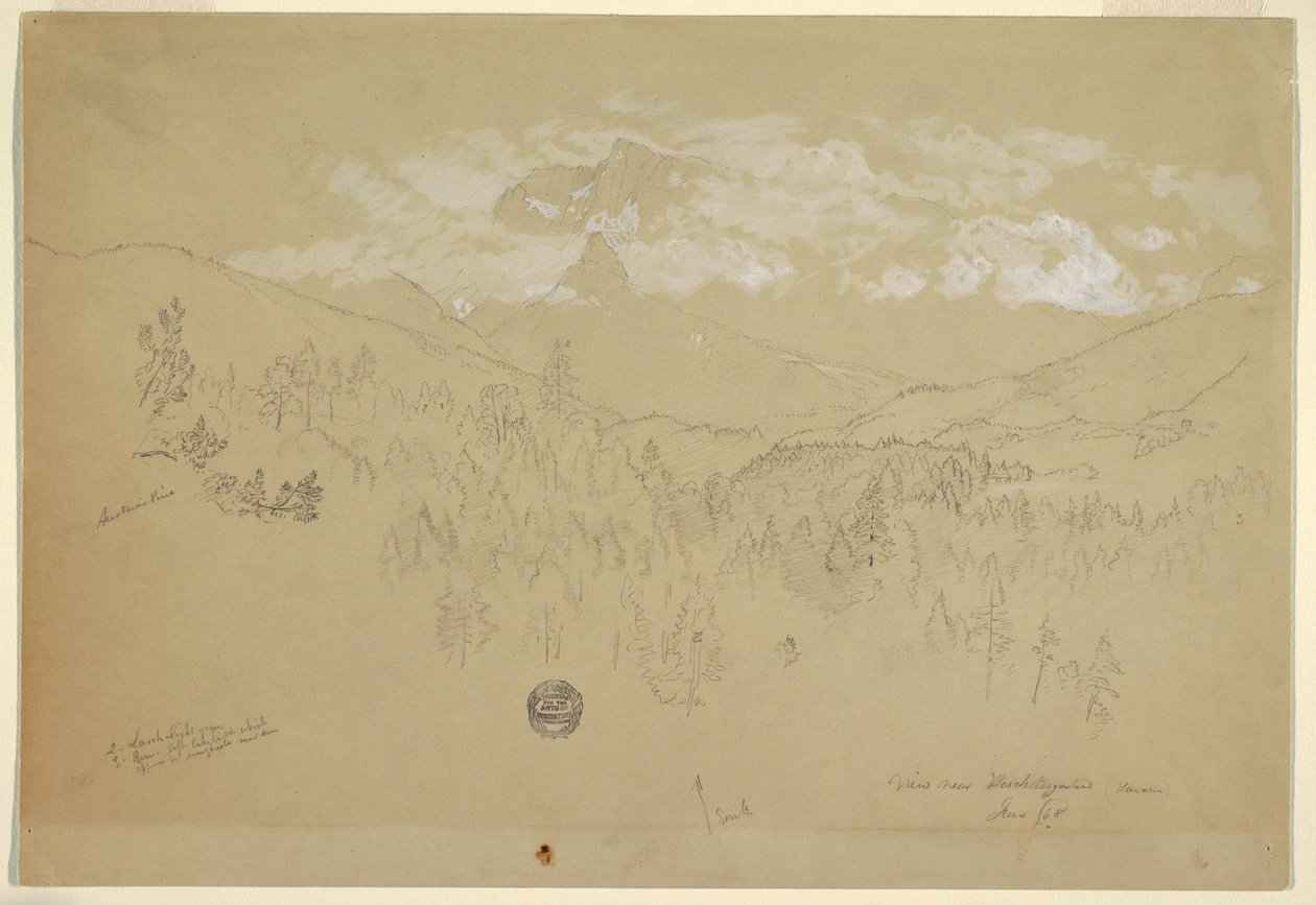 Dessin, Vue près de Berchtesgaden, Bavière, juin 1868 - Frederic Edwin Church