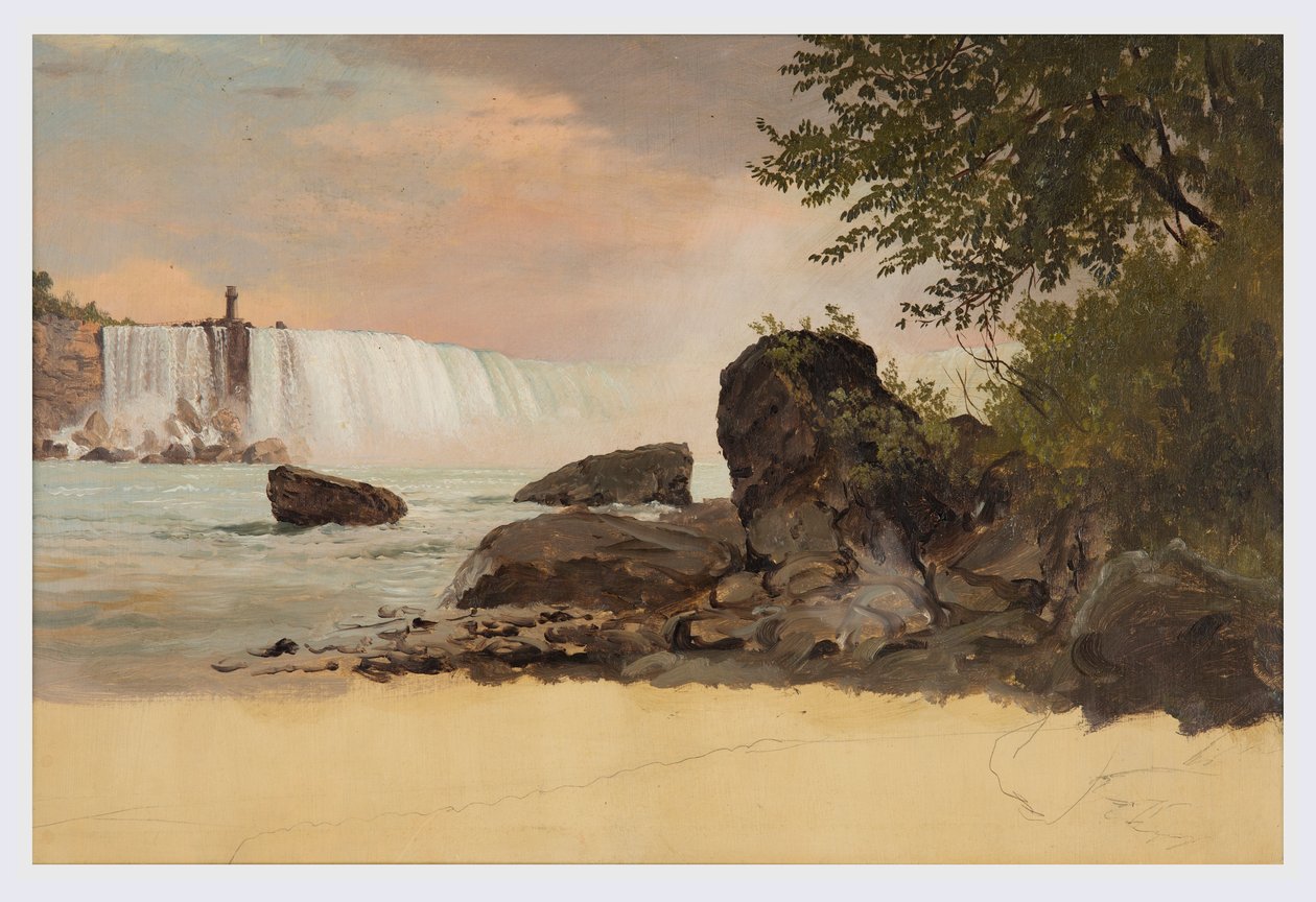 Dessin, vue des chutes canadiennes et de l