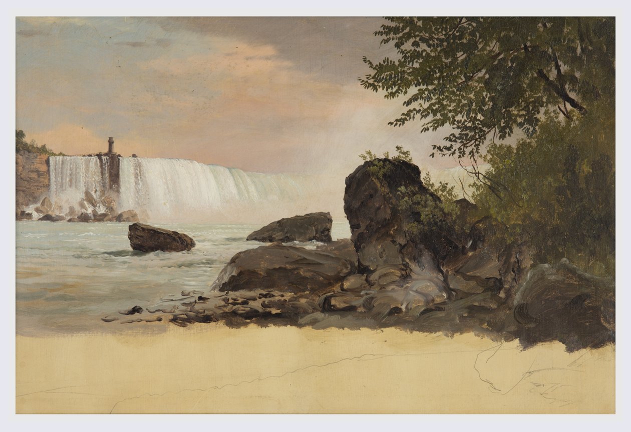 Dessin, vue des chutes canadiennes et de l