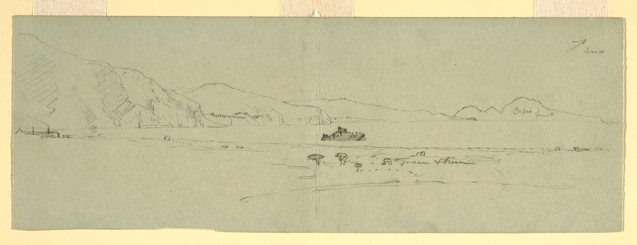 Dessin, Vue de la péninsule de Sorrente de Capri, Italie, depuis le nord-est, 1869 - Frederic Edwin Church