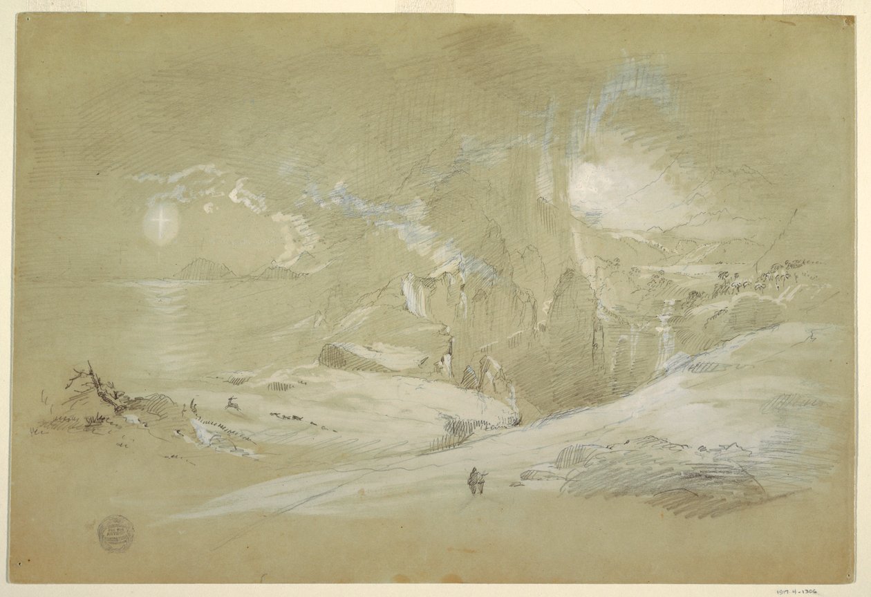 Dessin, Vision de la croix, paysage avec un phénomène, septembre 1868 - Frederic Edwin Church