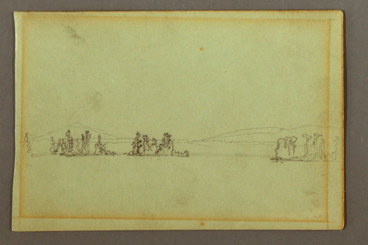 Dessin, Îles boisées, rivage vallonné, peut-être 1856 - Frederic Edwin Church