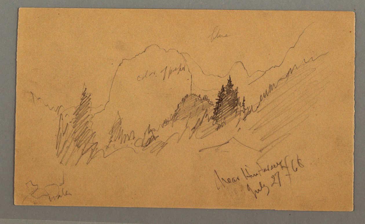 Dessin, sommets boisés, 27 juillet 1868 - Frederic Edwin Church