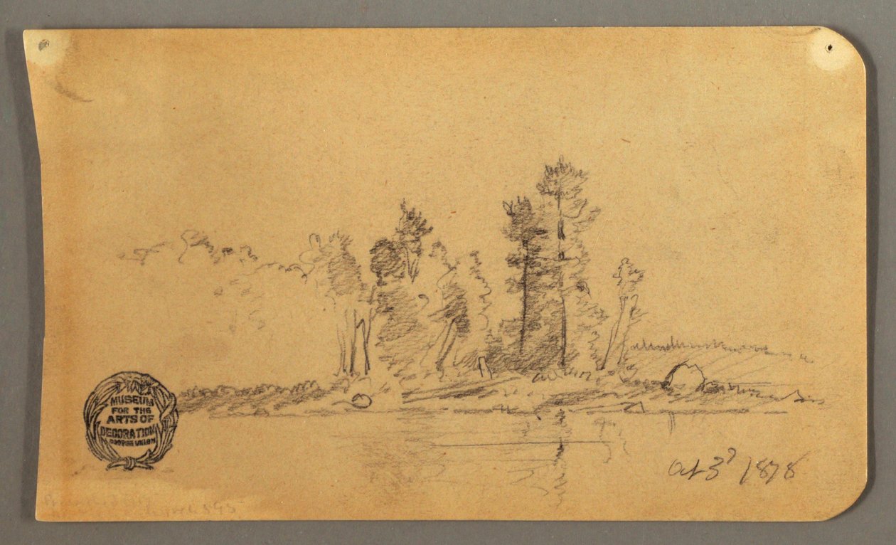 Dessin, rivage boisé, 1878 - Frederic Edwin Church