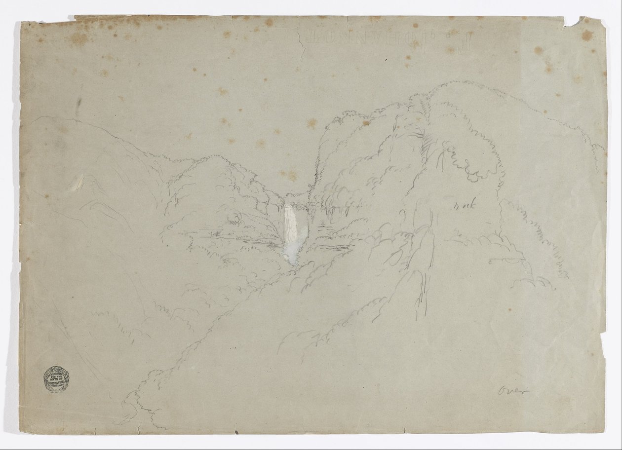 Dessin. a. Esquisse. Ralls de Tequendama près de Bogota, Colombie. b. Vue de chaînes de montagnes lointaines. - Frederic Edwin Church