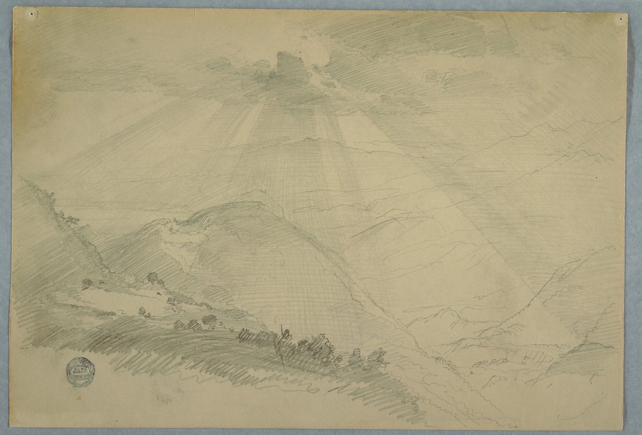 Soleil perçant les nuages sur une vallée de montagne, Jamaïque - Frederic Edwin Church