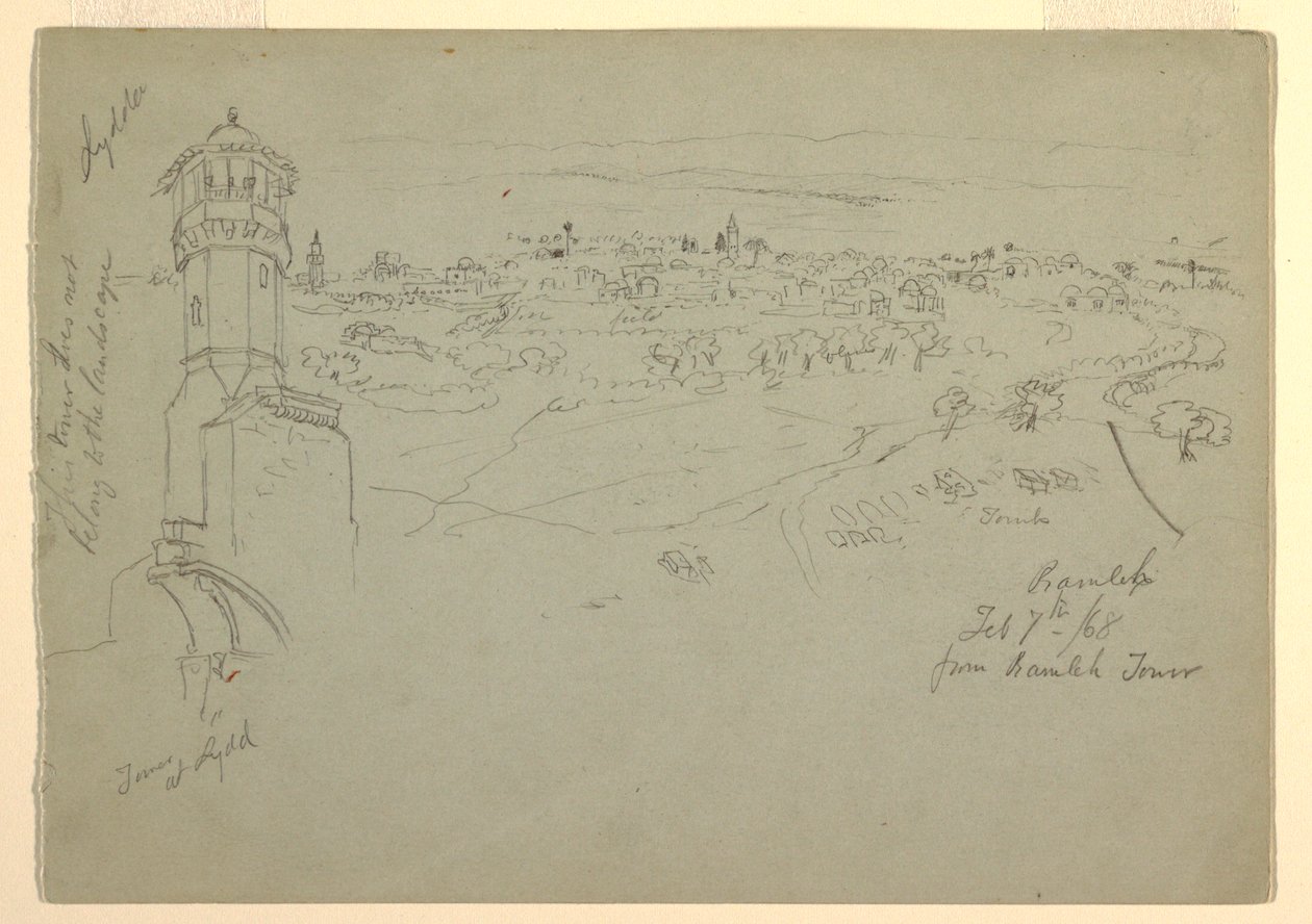 Tour à Lydda, et Ramleh vue de la tour de Ramleh, Palestine [Ramleh, Israël] - Frederic Edwin Church