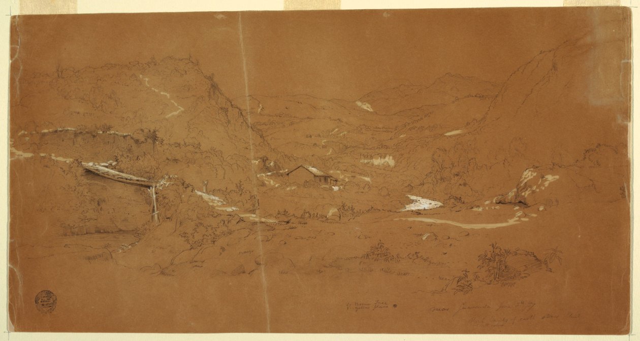 Vallée avec un pont et des maisons, près de Guaranda, Équateur - Frederic Edwin Church