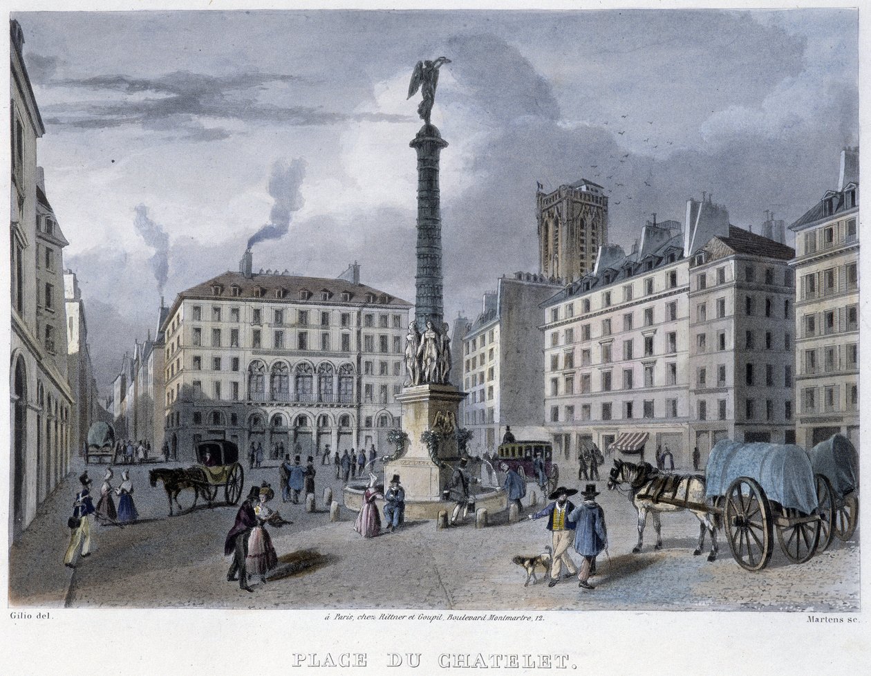 Place du Châtelet - dans "Paris en 1832" par Martens - Frederic Martens