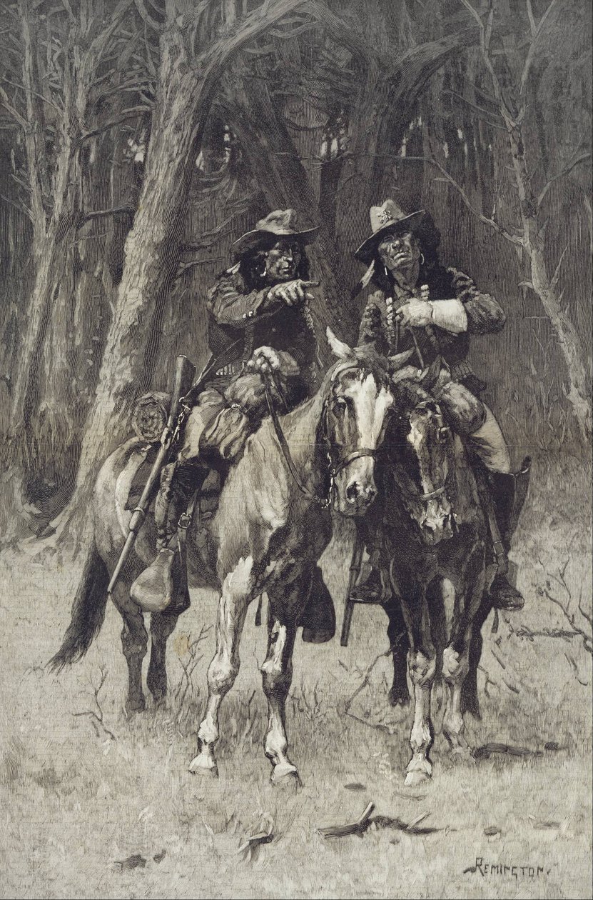 Scouts cheyennes patrouillant dans les forêts du Nord canadien, Oklahoma - Frederic Remington