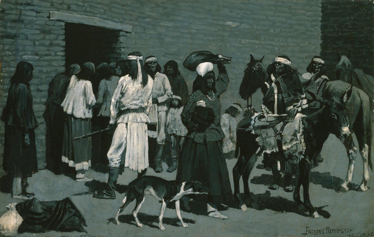 Village indien Pueblo (Distribution de viande de bœuf à l