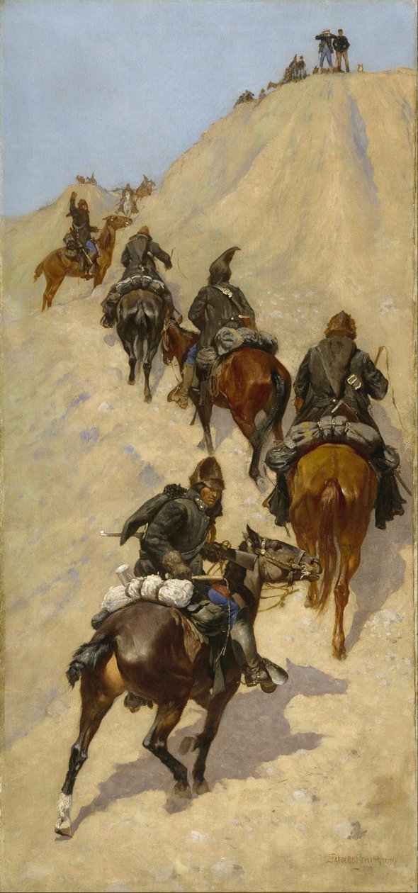 Les scouts escaladent une montagne - Frederic Remington