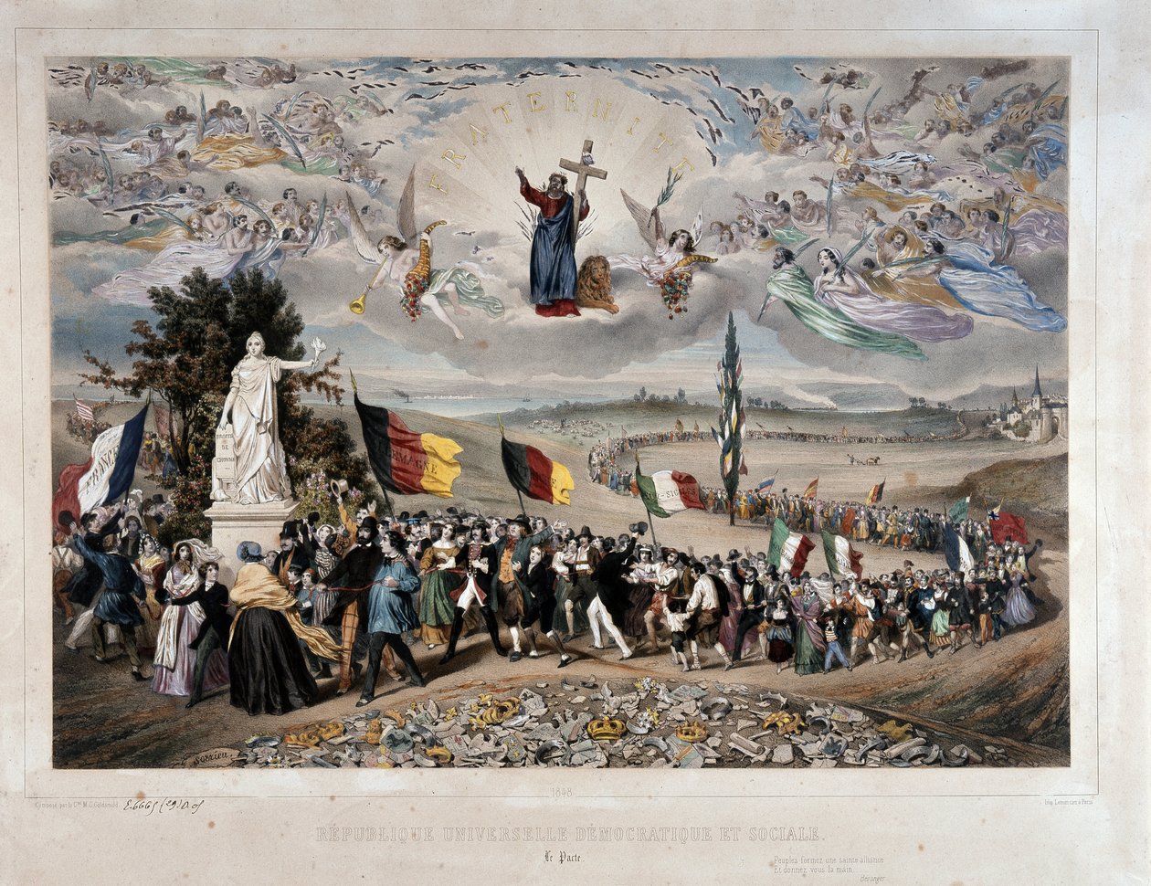 La République Démocratique et Sociale Universelle Procession des Peuples Européens en Union et Fraternité. Lithographie par Frédéric Sorrieu (1807-vers 1861) 1848 Paris, musée Carnavalet - République Démocratique et Sociale Universelle - Frederic Sorrieu