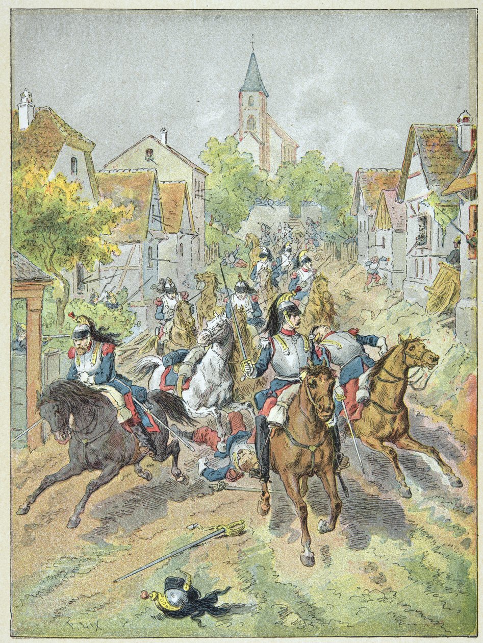 Charge des cuirassiers français pendant la bataille de Reichshoffen, 6 août - Frederic Theodore Lix