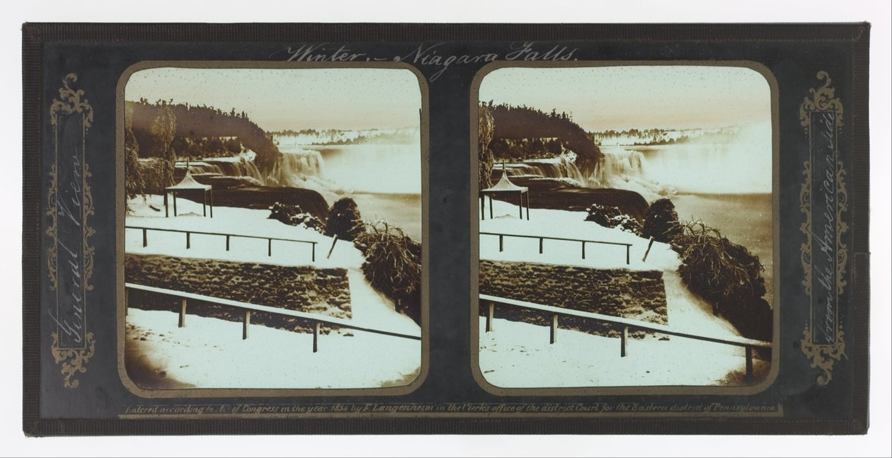 Chutes du Niagara en hiver, vue générale du côté américain - Frederic and William Langenheim