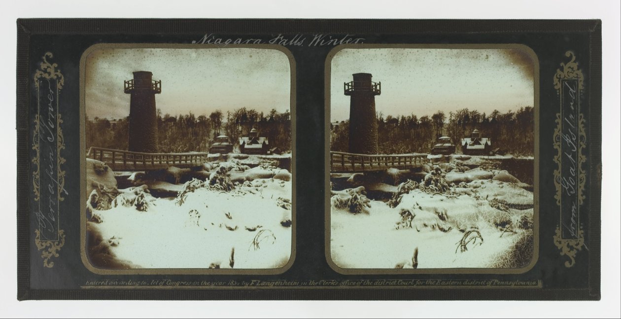 Hiver aux Chutes du Niagara, Tour Terrapin depuis Goat Island - Frederic and William Langenheim